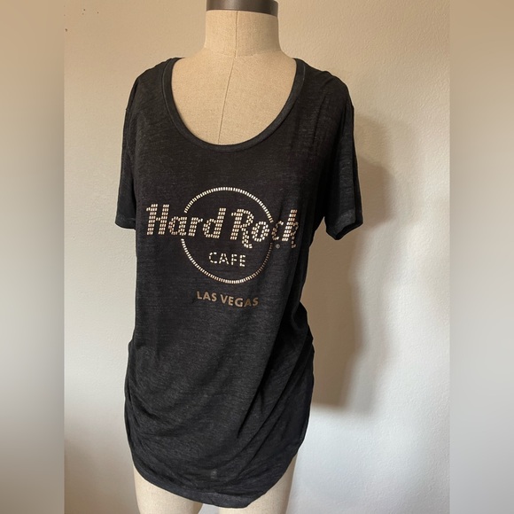 Hard Rock Cafe Tops - Hard Rock Cafe Las Vegas Black Studded Tee | Women’s XXL | Graphic T-Shirt
